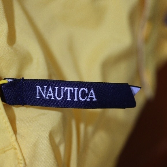 Nautica Yellow Vented Hidden Hood Nylon Windbreaker Jacket XL Preppy Sailing - Picture 12 of 16